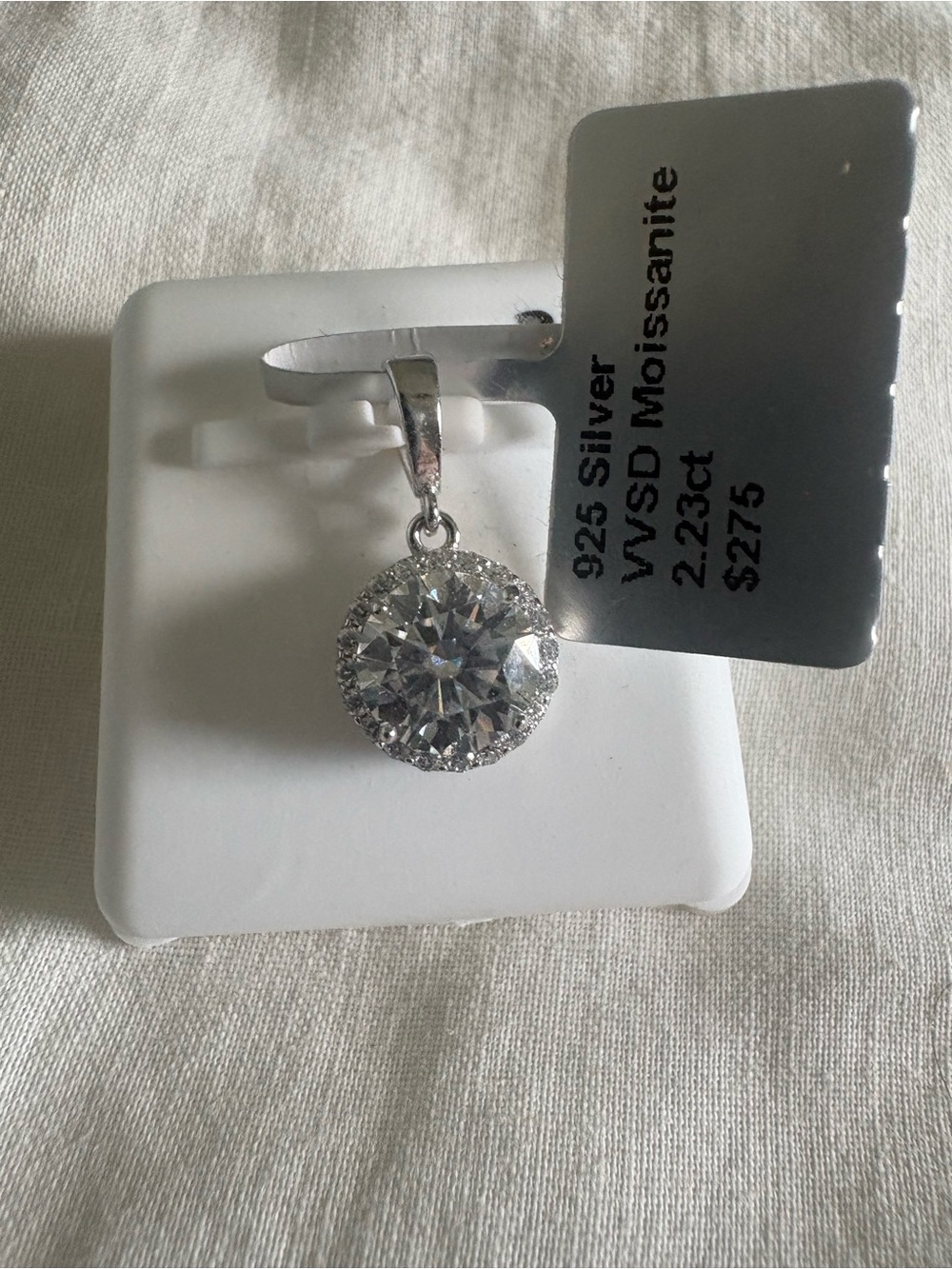 925 Silver Round Moissanite Pendant - Clear